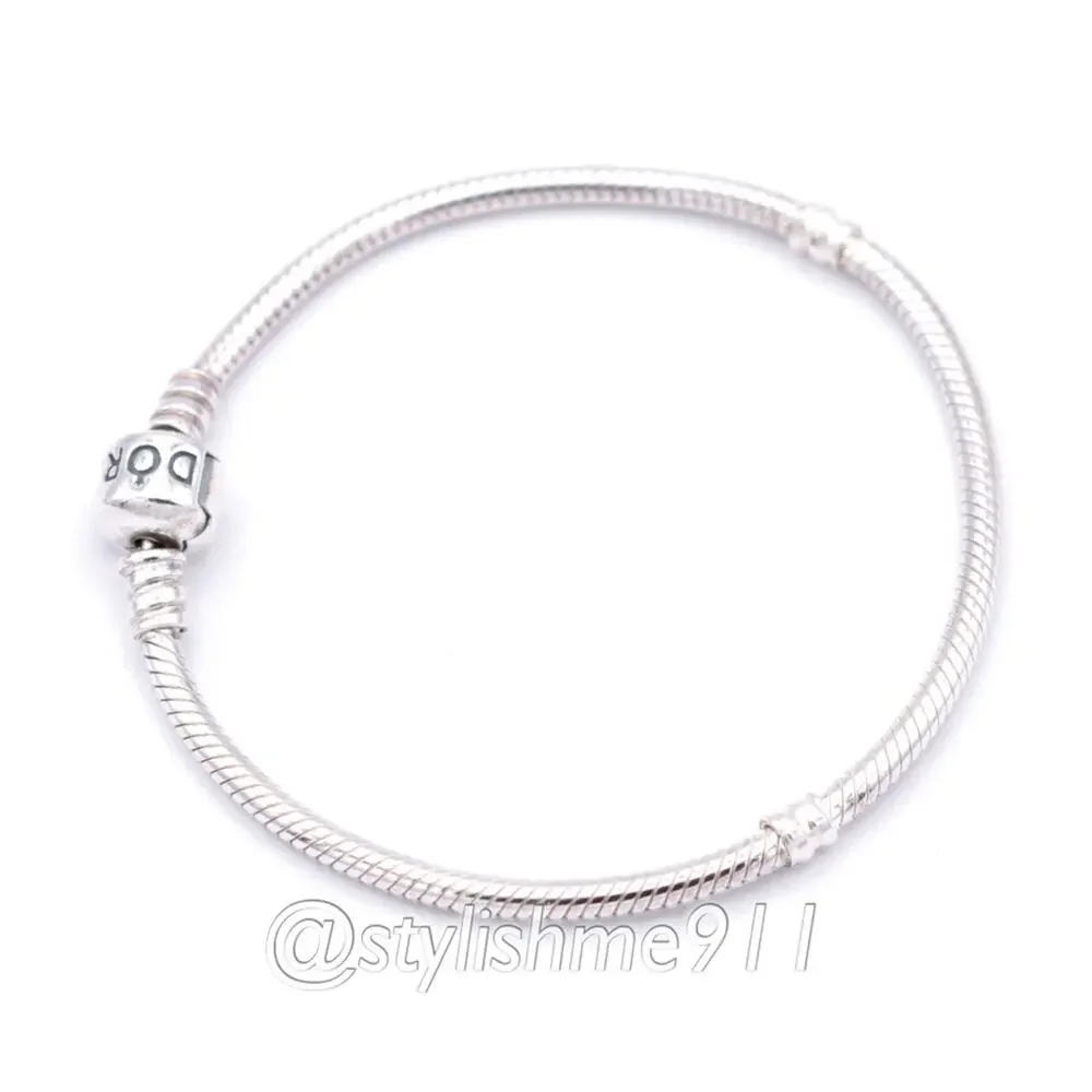 Authentic PANDORA Moments Barrel Clasp Charm Bracelet